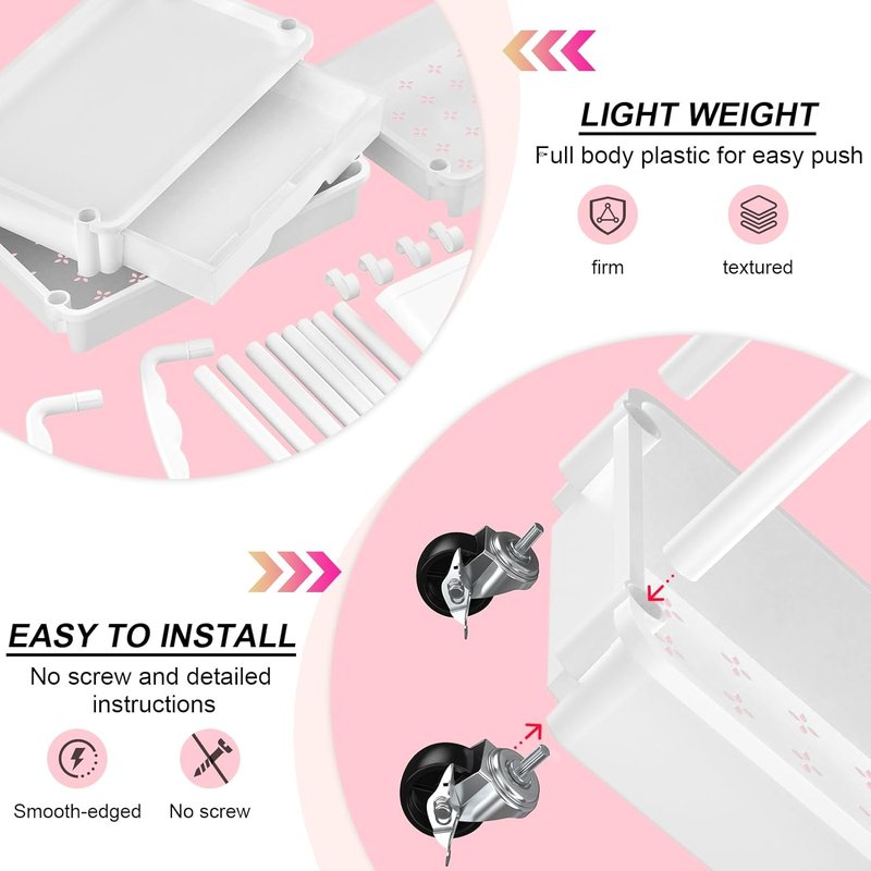 Goovilla 3-Tier Rolling Utility Cart - Sturdy White Organizer with Removable Drawer & Lockable Wheels