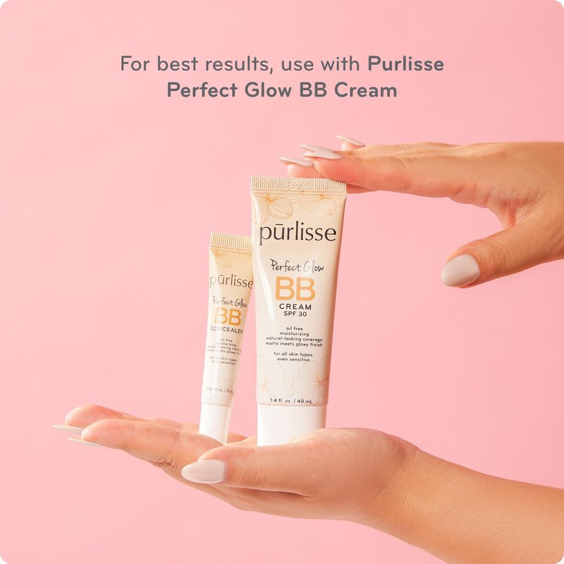 pūrlisse Perfect Glow BB Cream Concealer - Hydrating Under Eye Concealer with Jasmine and Goji & Hawthorn Berry - Oil Free Makeup for Dark Circles, Redness & Fine Lines - Light (0.34 oz)