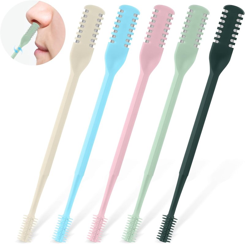 Nasal Hair Cutter - 2-in-1 Double-Sided Trimmer | Portable 360° Manual Design for Men & Women - Colorful 5-Pack