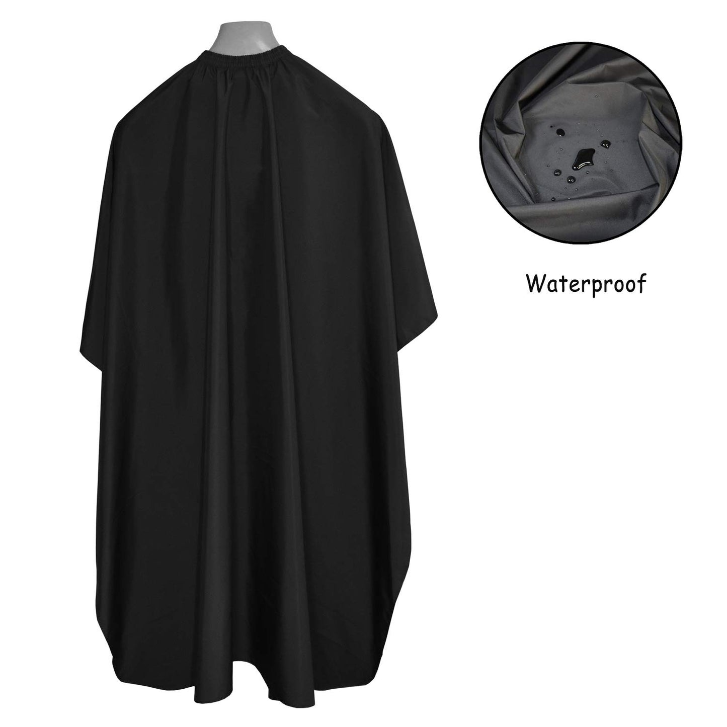TONGTLETECH Hair Cutting Cape - Waterproof Salon Barber Cape Cloth Hairdressing Nylon Gown Unisex Black Haircut Apron for Hair Styling,Cutting and Coloring - 47 x 59 Inches