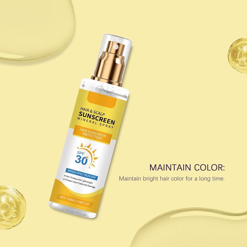 Hair & Scalp Sunscreen Spray SPF 30 - Color-Safe UV Protection for Dyed Hair | Weightless Coconut Enriched Shield (1)