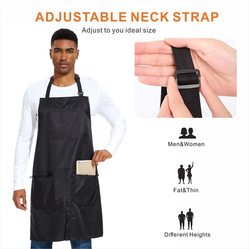 izzycka Barber Apron,Hair Stylist Apron with Zipper Pockets - Salon Aprons Pu Waterproof Protective Coated - Bleach Proof hair cutting apron for Women/Men. Cosmetologist -Dog Grooming Apron Black