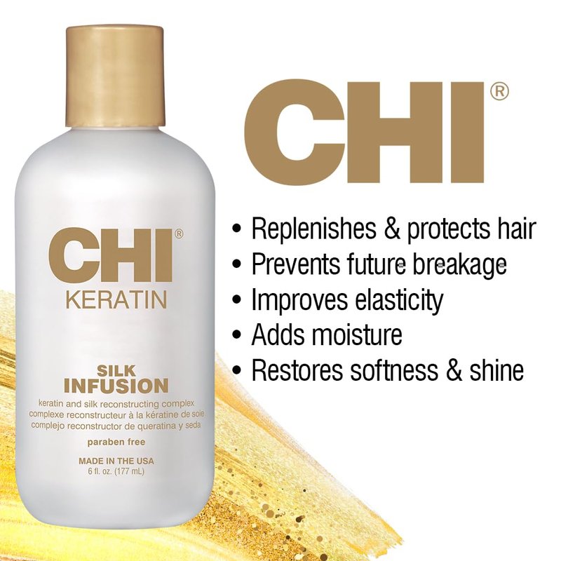 CHI Keratin Silk Infusion - Hydrating Hair Serum for Softness & Shine | 6 Oz, Sulfate-Free for Damaged Hair