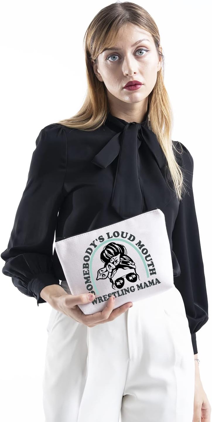 TSOTMO Makeup Bag - Novelty Zipper Pouch for Moms | Fun Wrestling Mama Design