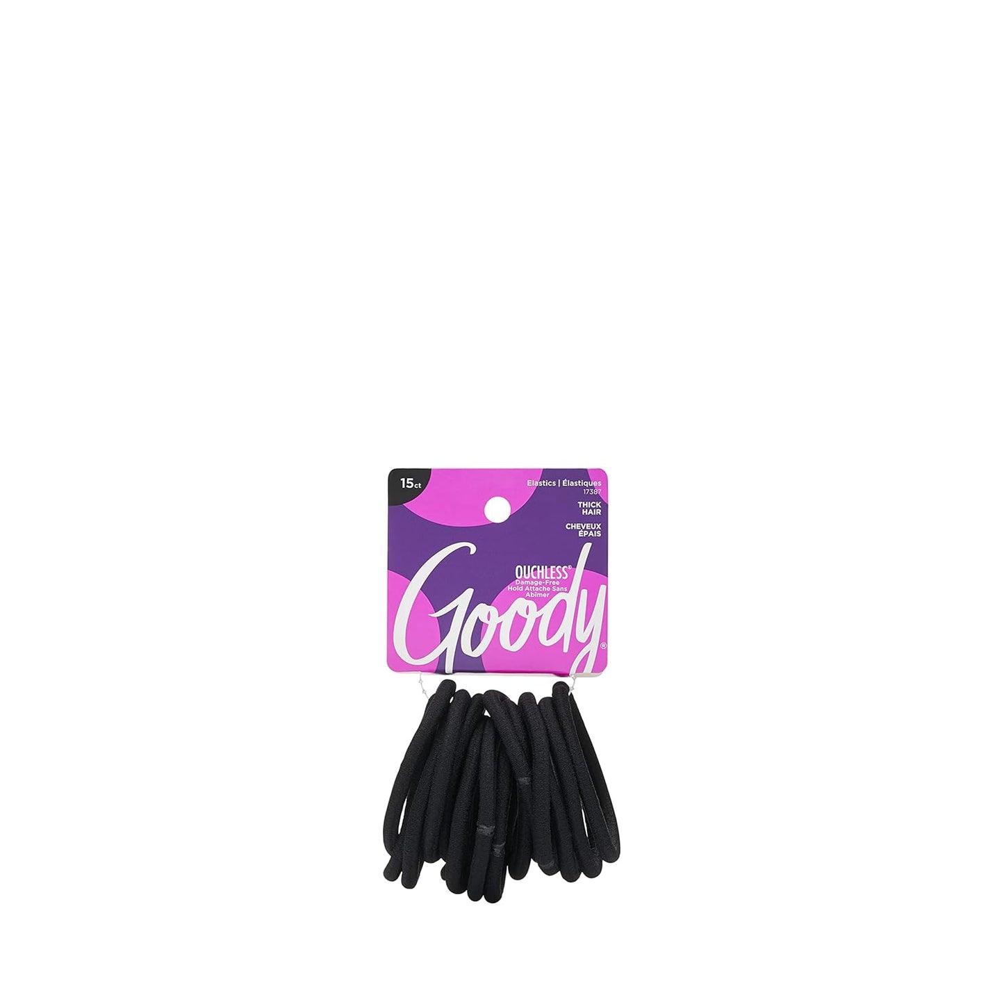 Super Stretch Thick Black Hair Elastics - 15 Count for All Hair Types