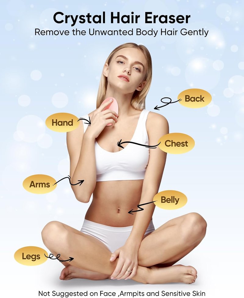Crystal Hair Remover - Reusable Painless Exfoliation Device for Men & Women | Ideal for Legs, Back & Arms