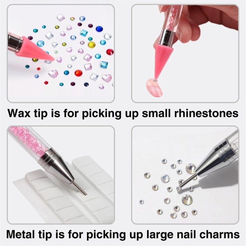 Rhinestone Picker Tool - Dotting Pen with 2 Wax Tips for Gem Application | Ideal for Nail Art & DIY Projects