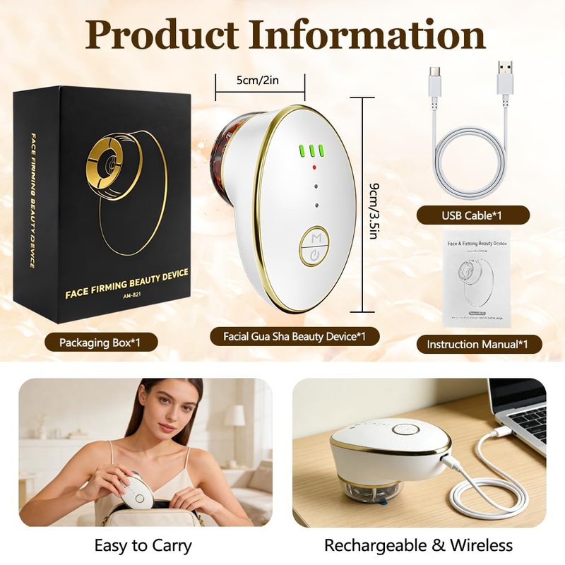 Facial Cupping Set for Face, 3 in 1 Microcurrent Facial Device, 7 Color LED Lymphatic Drainage Massager for Face Skin Tightening & Depuffing, Double Chin Reducer