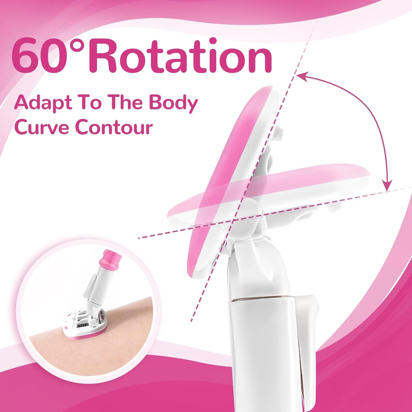 Women's Razors - 5 Premium Blades with Non-Slip Handle & Shower Holder | Pink, 360° Lubrication for Smooth Shaving