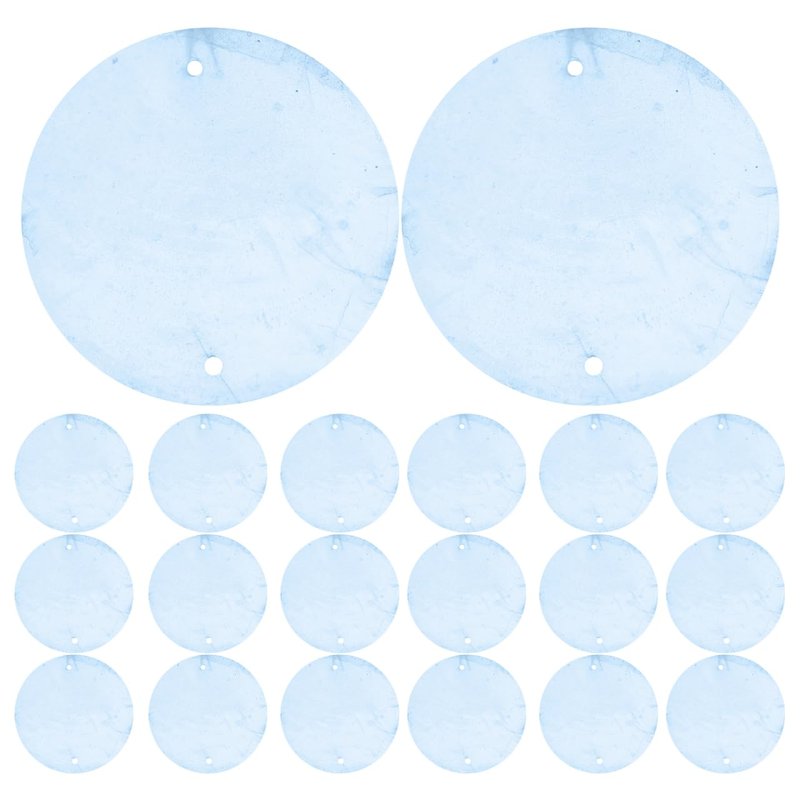 GLEAVI 100pcs Capiz Shells: 1.96in Light Blue Round Discs Chime Making - Flat 2-Hole Pendants for Chandeliers Coastal Decor Jewelry