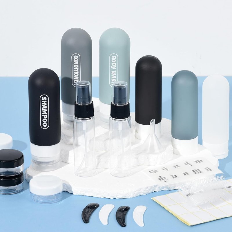 Skiennix 20 Pack Travel Bottles Set - TSA Approved Leak Proof Toiletry Containers | Dark Color