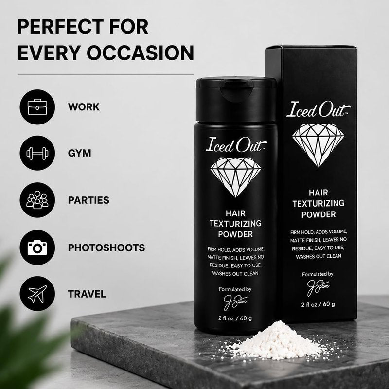 Skiennix Iced Out Texturizing Powder for Men - Firm Hold & Instant Volume | Matte Finish, No Residue, Easy Styling (2oz)