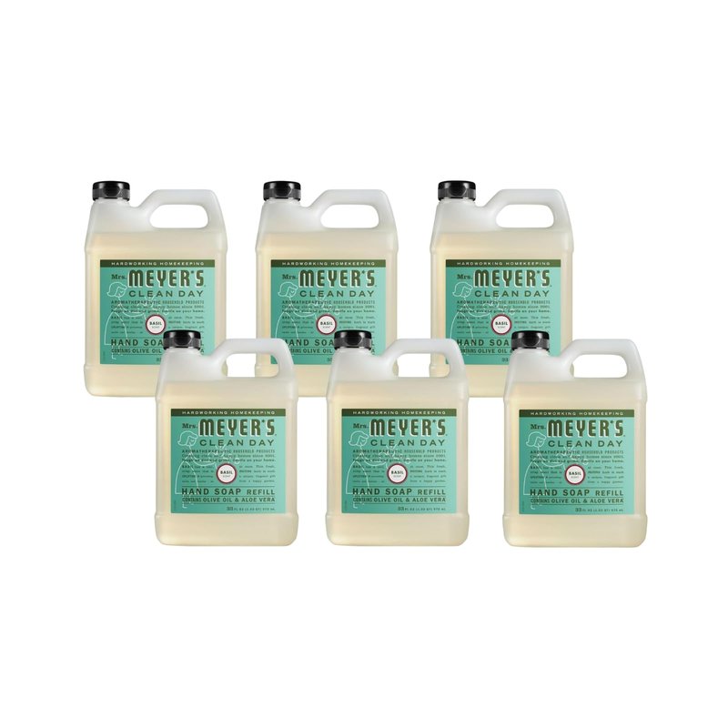 MRS MEYERS CLEAN DAY Soap Refill, Liquid Basil, 33 Ounce (Pack of 6)