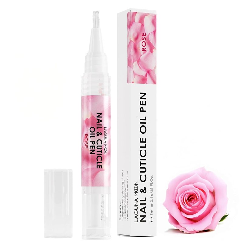 Lagunamoon Cuticle Oil Pen - Nourishing Nail Care & Growth Formula - Rose, 5 ml
