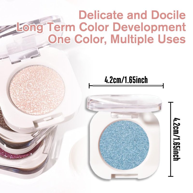 HHLTOH Sky Blue Single Metallic Shimmer Eyeshadow Makeup, Neutral Powde Eye Shadow for Women, Sky Blue Metallic Glitter Singles Eyeshadow Palette Pigmented Waterproof, Girls Christmas Eyeshadows Gifts