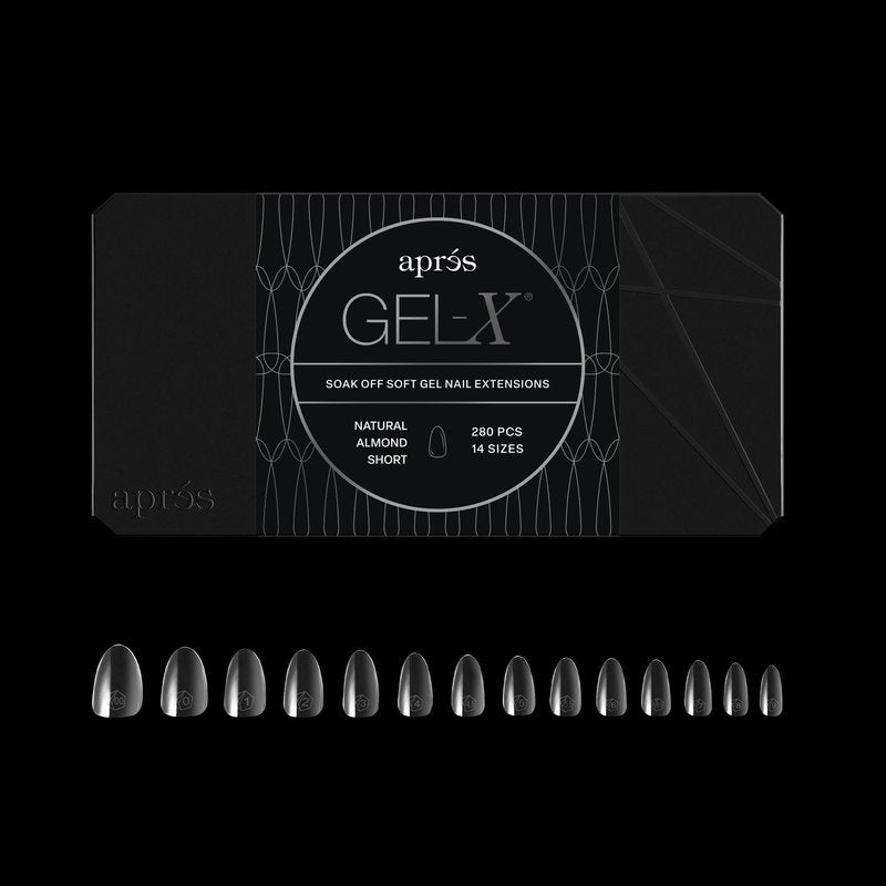 Apres Gel-X® Almond Box of Nail Tips | 280 Gel-X Tips, Soft Tips, 14 Sizes 00-9 | Half-sizes Included