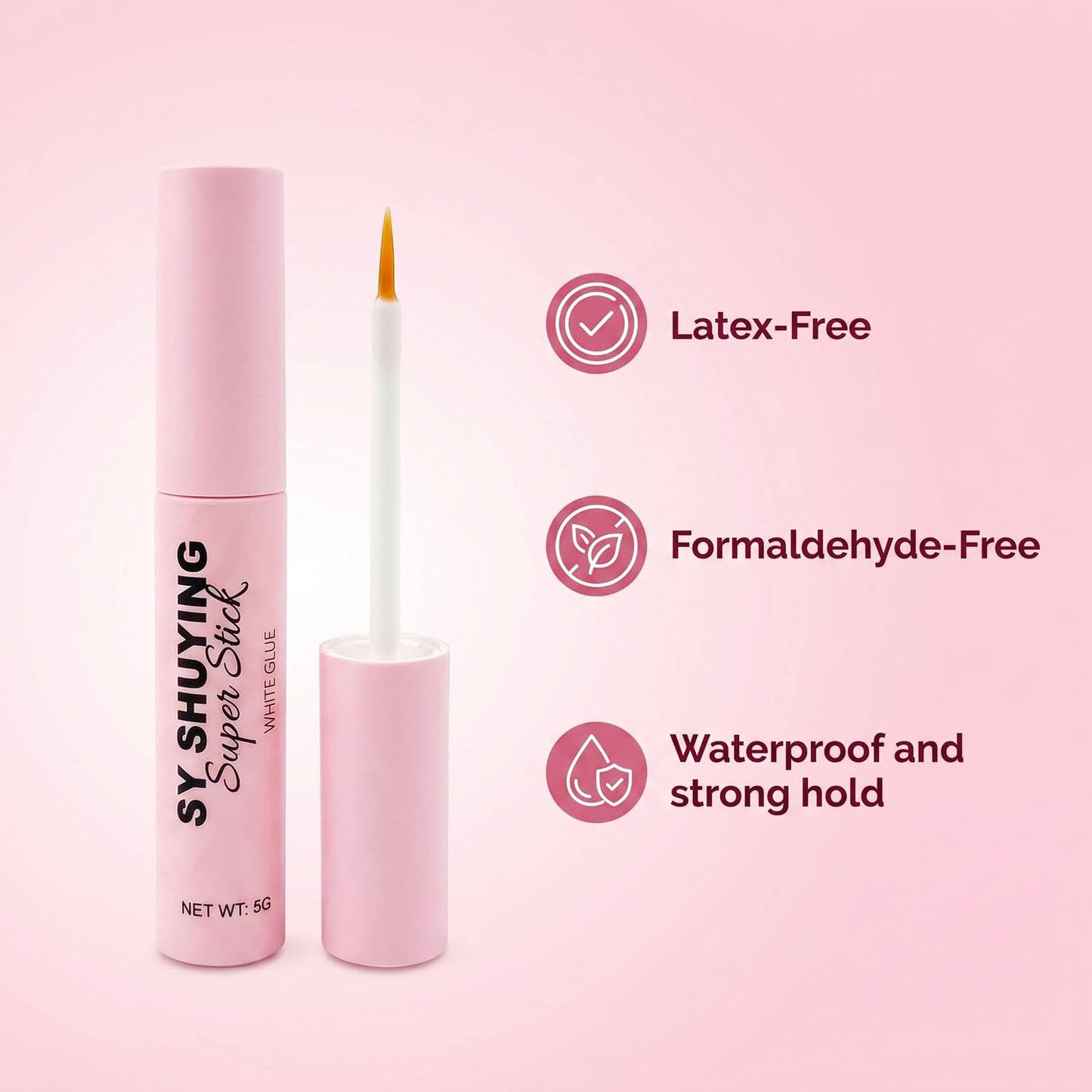 SY-SHUYING Super Strong 7-Day Extended Wear Strip Lash Adhesive, Waterproof, Quick Drying Lash Glue, Latex-Free, Hypoallergenic, 5g/0.18 oz. (Clear, 1 Pack)