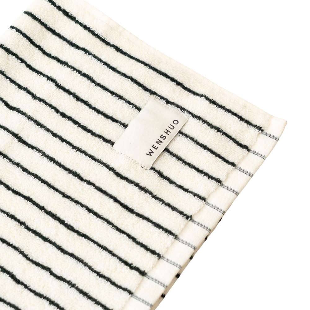 WENSHUO Black&White Striped Pure Cotton Hand Towel,100% Combed Cotton,Luxury Shower Towel,Super Absorbent(Pack of 1) (29.53" L × 13.39" W)