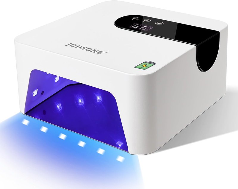 JODSONE UV Nail Lamp - Rechargeable Portable Nail Dryer with 3 Timers & LCD Display | White