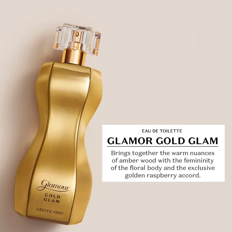 O Boticário Glamour Gold Eau de Toilette - Long-Lasting Sweet Floral Perfume for Women | 2.5 Ounce