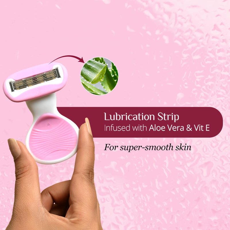 Carmesi Body Razor Mini for Women - 5-Blade Precision Shaving | Aloe Vera & Vitamin E Lubrication | Travel Case Included