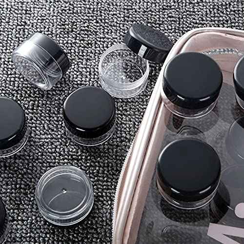 100 Pieces Sample Empty Containers, 20g Clear Cosmetic Container Jars with Lids, Plastic Pot Makeup Jars for Cosmetics, Cream, Lip Balm, Lip Scrub, Ointments-Leak Proof