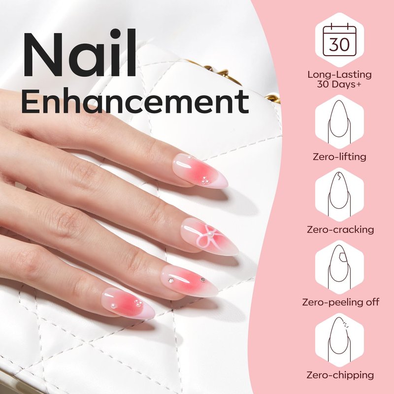 modelones Gel Polish Builder Nail Set, Base Colors 8-in-One Jelly Nude Pink Clear Builder Nail Gel for Nails Strengthener Hard Extension Rubber Lamp Cured 6 Colors