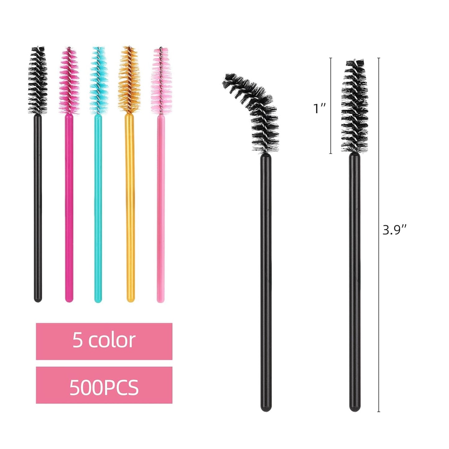 Tbestmax Disposable Mascara Wands - Eyelash Brush Spoolies for Extensions | 5 Color Options