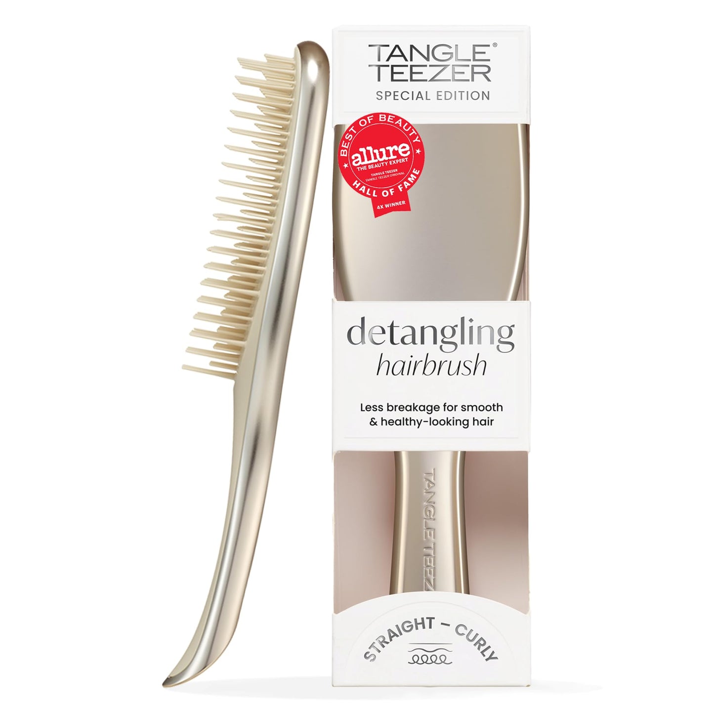 Tangle Teezer Chrome Ultimate Detangler Brush for Wet & Dry Hair, Eliminates Knots & Reduces Breakage for Straight to Curly Hair Types, Champagne Gold