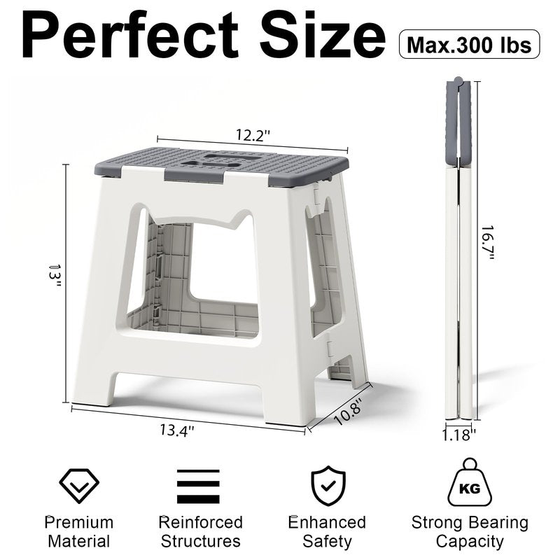 Foldable Shower Stool for Shaving Legs, Plastic Foot Rest Stools to Shave Leg, Folding Small Corner Step Seat for Inside Shower, Collapsible Bench Chair for Travel/Bathroom, Waterproof,13" Height