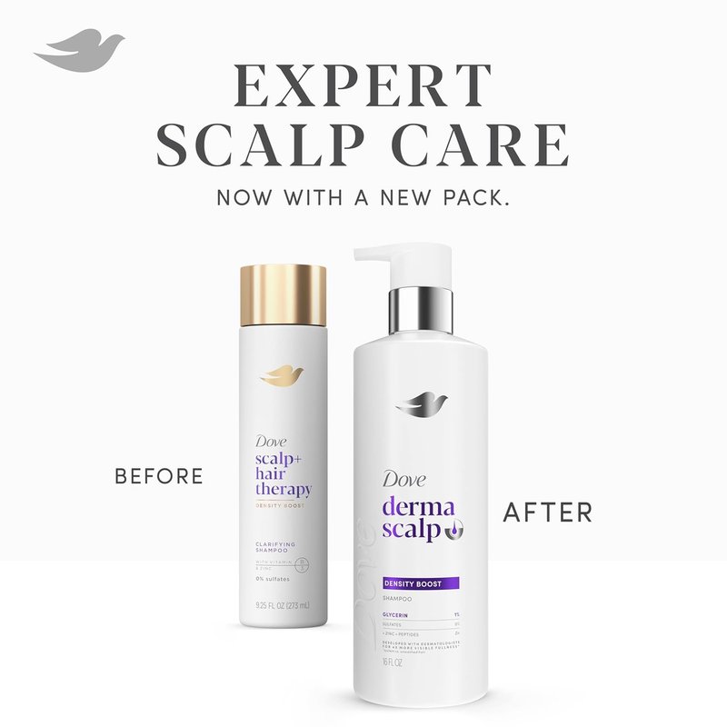 Dove Derma Scalp Density Boost Shampoo - Glycerin & Zinc Formula for Hair Loss | 16 oz