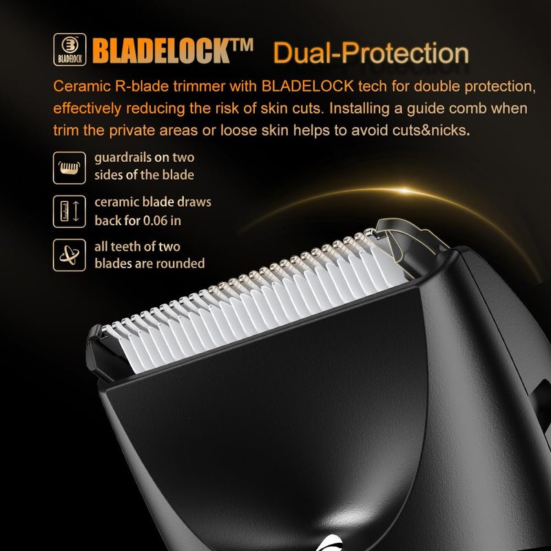 Body Hair Trimmer for Men, Electric Ball Trimmer with Ceramic Blade, Waterproof Pubic Groin Hair Trimmer for Mens Grooming Kit with LCD Display & Recharge Dock (Black)