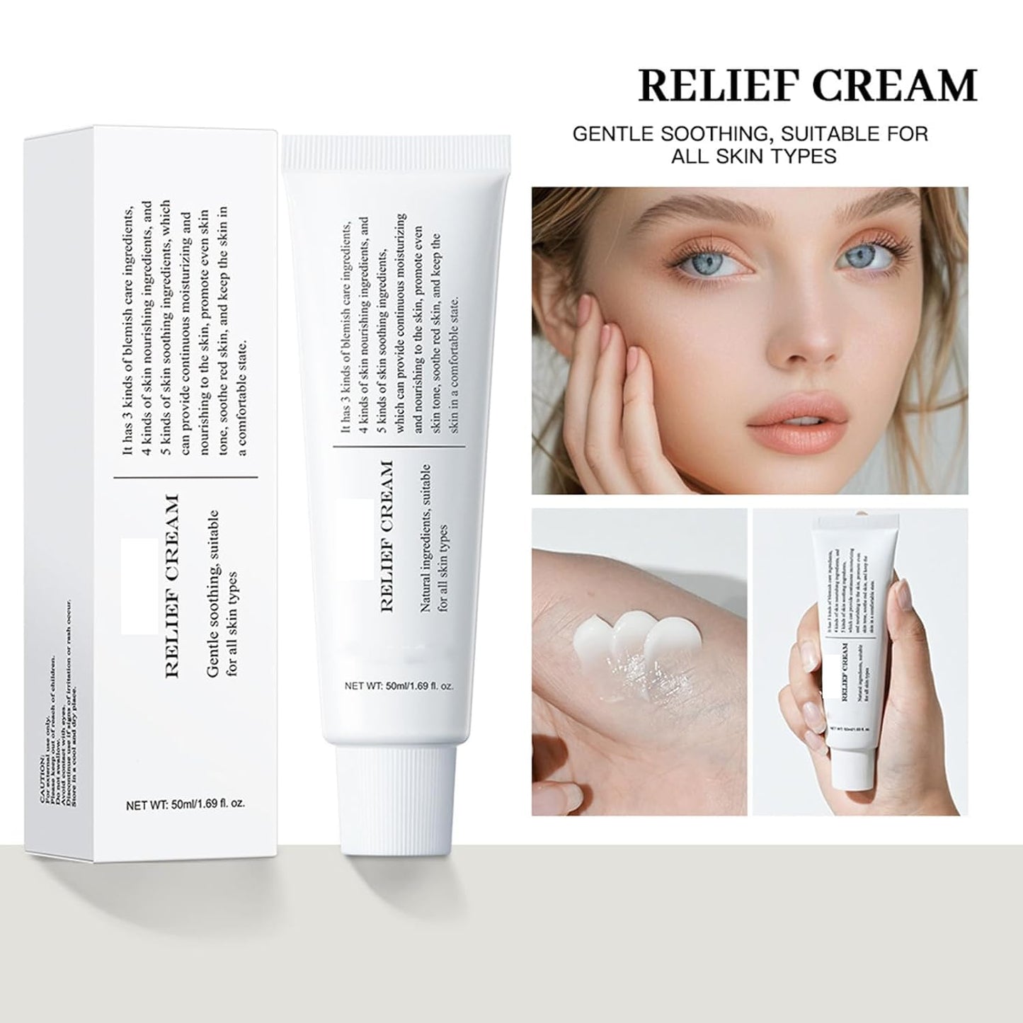 Virularty Relief Cream, Intensive Repair Cream, Soothing Moisturizer Lasting Hydration Facial Moisturizer, Hydration, Korean Skin Care 2 Pes