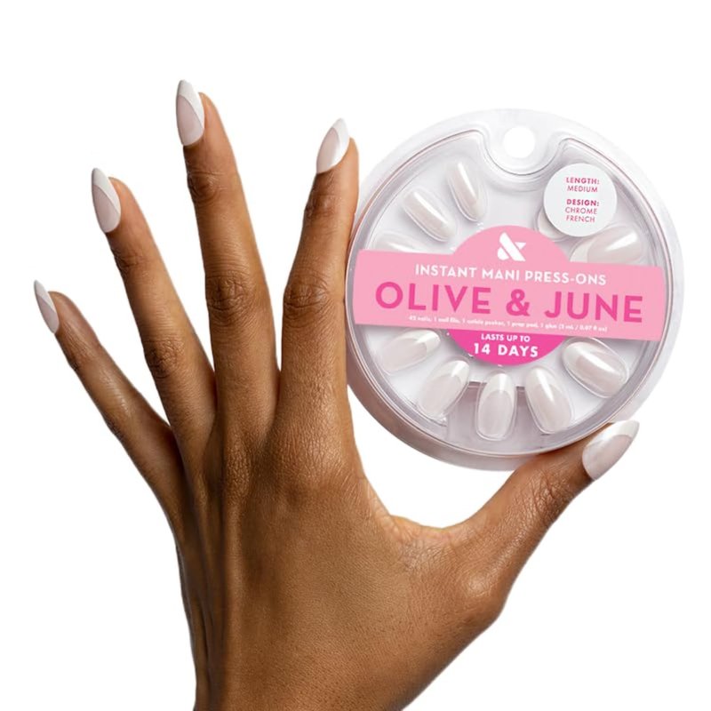 Olive & June Press-On Nails - Instant Mani Set with 42 Non-Toxic, Long-Lasting Designs | Spring Flowers & Patterns | Medium Oval