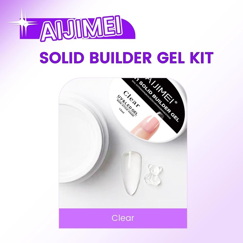 AIJIMEI Solid Builder Gel Kit With Manicure Tools For Nails 15ML 4IN1 3D Sculpting Hard Building Gel Non-Stick Hand UV & LED For Nails Long-Lasting Nail Extension Gel For Nail Manicure DIY At Home