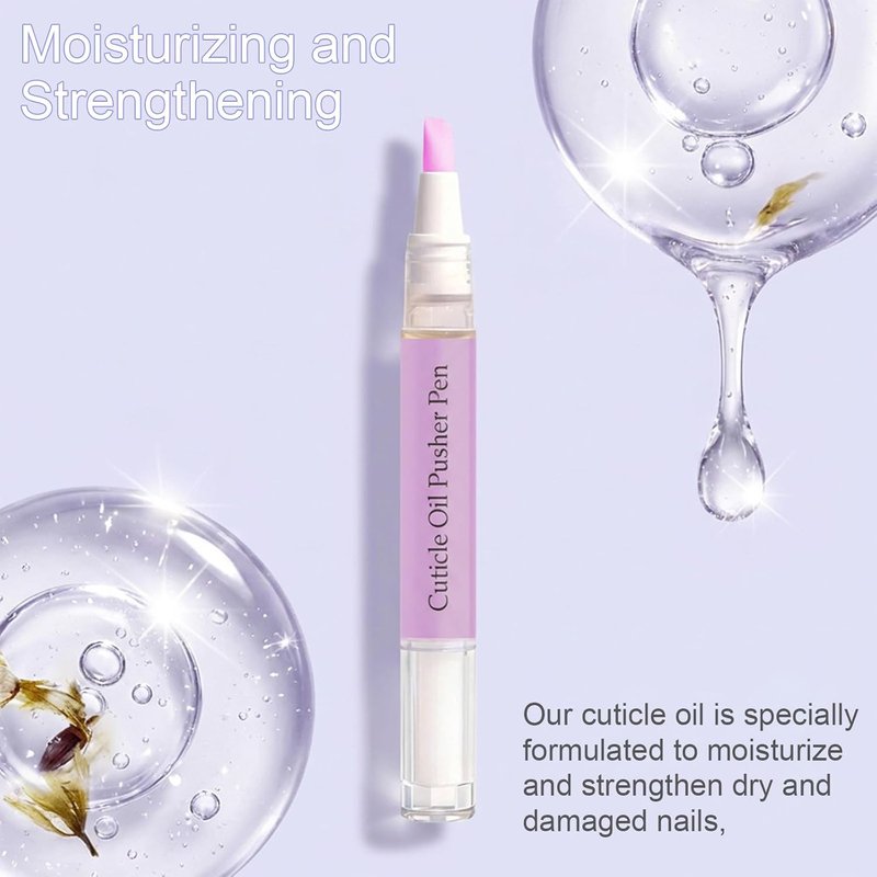 Cuticle Oil Pen for Nails - Moisturizing & Strengthening Formula | 2 Pack with Pusher, Transparent Bottle