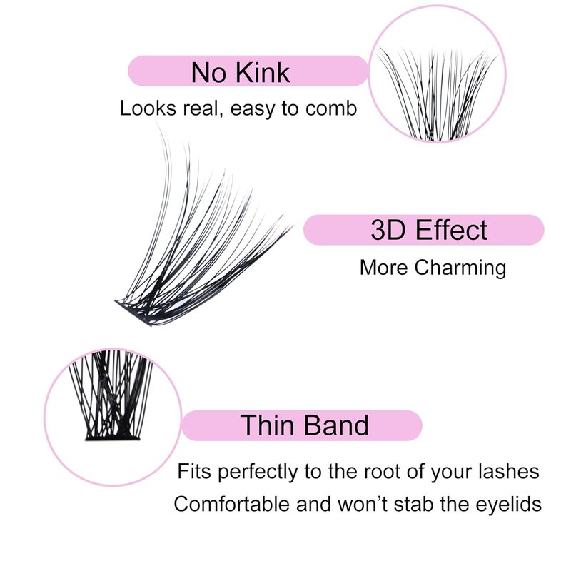 Skiennix Cluster Lashes - 40D Wispy Eyelash Extensions Mixed Tray | DIY Individual Lashes (9-16mm)
