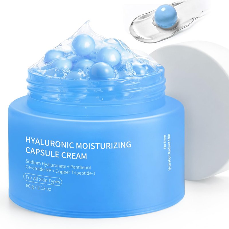 Hyaluronic Capsule Cream - Lightweight Moisturizing Gel for Glowing Skin | Ceramides & Peptides | 2.12 oz