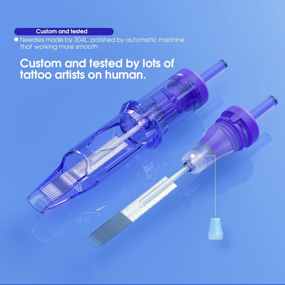 Mast Tattoo Pro Tattoo Cartridge 1203RLT Round Liner Tight 7mm Long Taper Needles 20Pcs Disposable for Realism Detail & Lettering Line Work