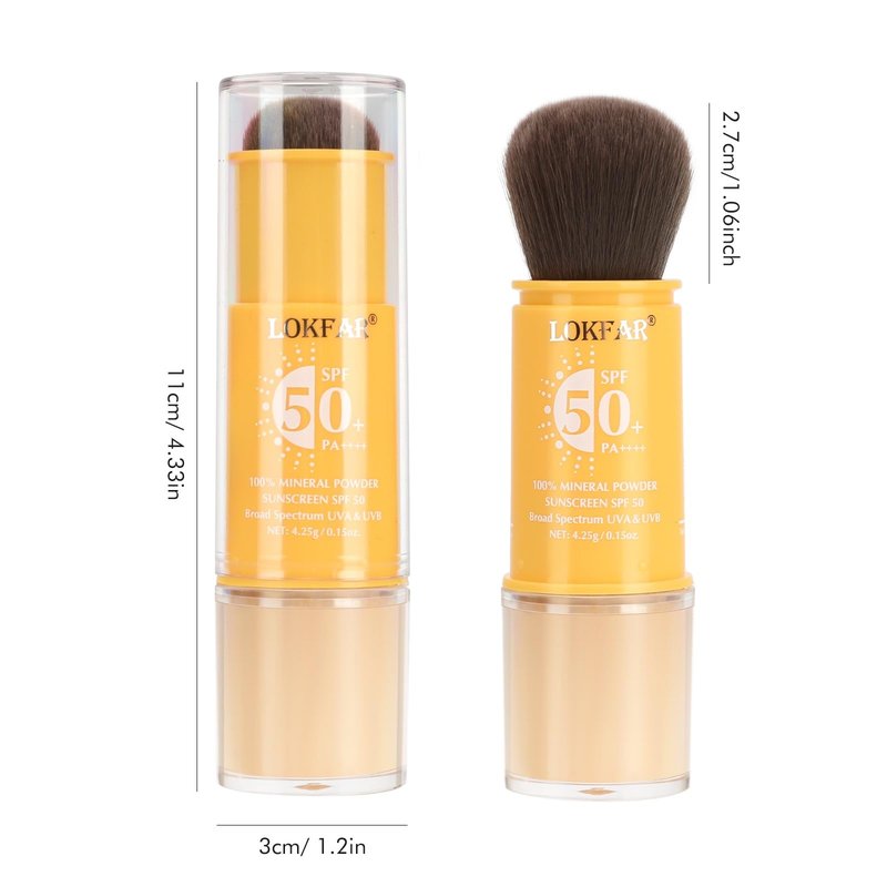 Mineral Powder Sunscreen Setting Makeup - SPF 50 Brush On Sunscreen for Face & Scalp & Hair, Natural Matte Loose Finishing Powder, Oil Control Lightweight Breathable (Medium)