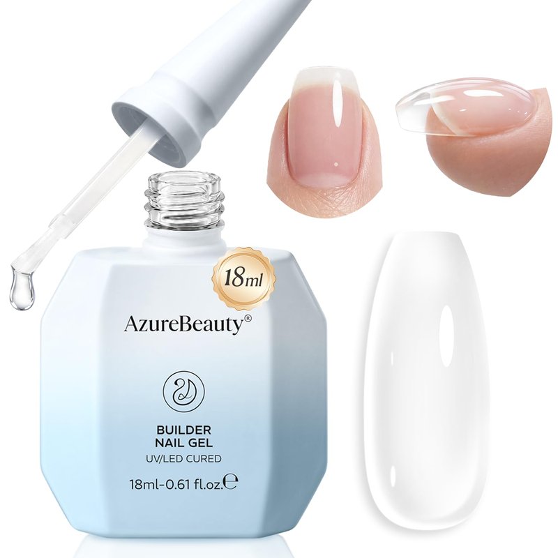 Clear Builder Gel for Nails - 7-in-1 Self-Leveling Nail Strengthener | 18ml UV/LED Soak Off for Apex, Extension & Overlay