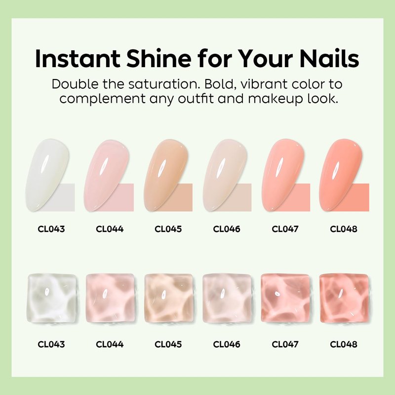 Luxbon 5-in-1 Rubber Base Color Gel Nail Polish Set - 6 Colors, Self-Leveling Nude & Pink Shades for UV LED Soak Off | Perfect Gift for Women