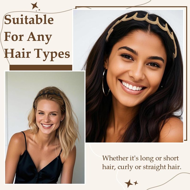 Aprince Zigzag Headbands 5pcs, Neutral Matte Plastic Headbands with Teeth, Non-slip Wavy Hairbands for Women&Men, U Shape Reversible Headband, Retro High Skull Headband, 90s Comb Hair Hoop