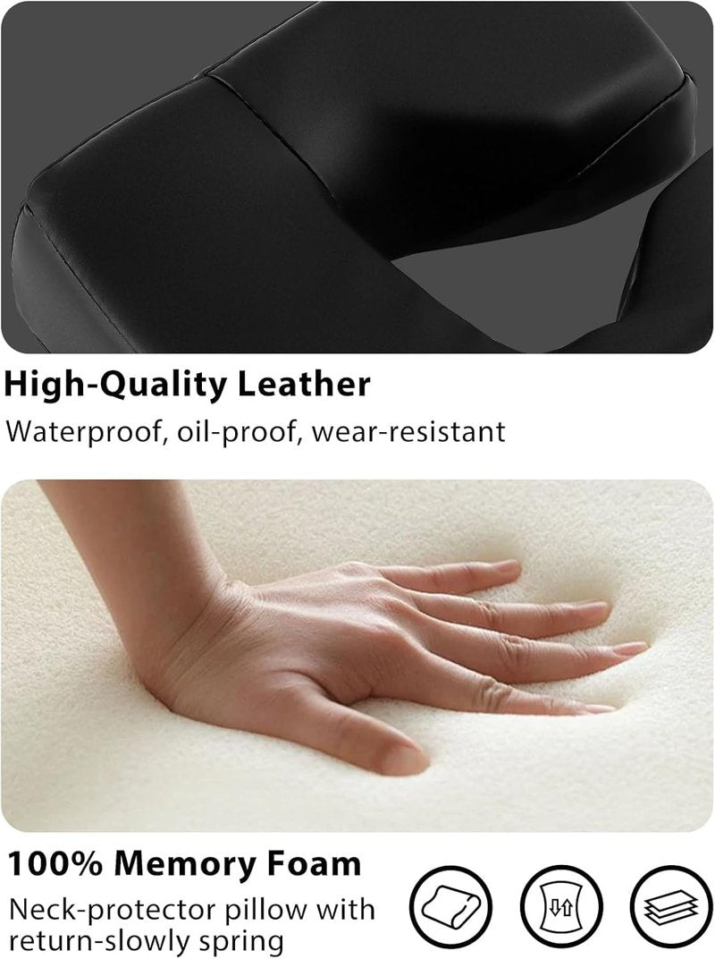 EBANKU Mattress Top Massage Kit, Adjustable Headrest Face Cradle Cushion, Face Down Pillow with Massage Table Armrests for Your Bed at Home (Square Black)