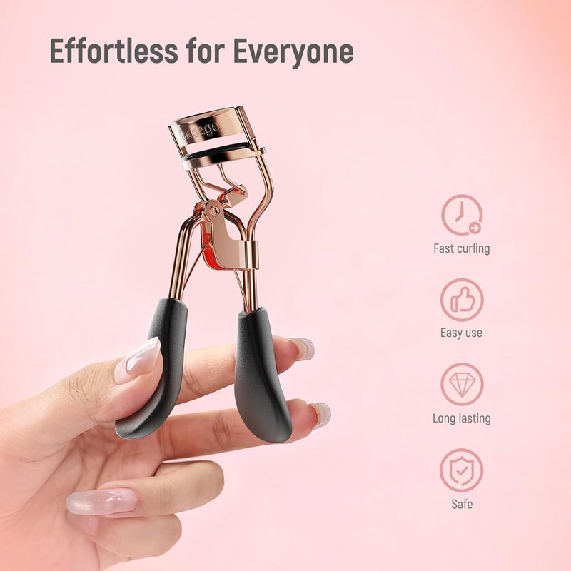 Eyelash Curler - Professional Stainless Steel Tool for Lift & Curl | Ergonomic Handle & 6 Replacement Pads