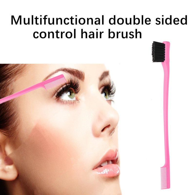 6Pack Double Sided Edge Control Hair Brush Professional Edge Control Hair Brush Comb Set, Dual-Sided Bristle Design, Pink Purple Black