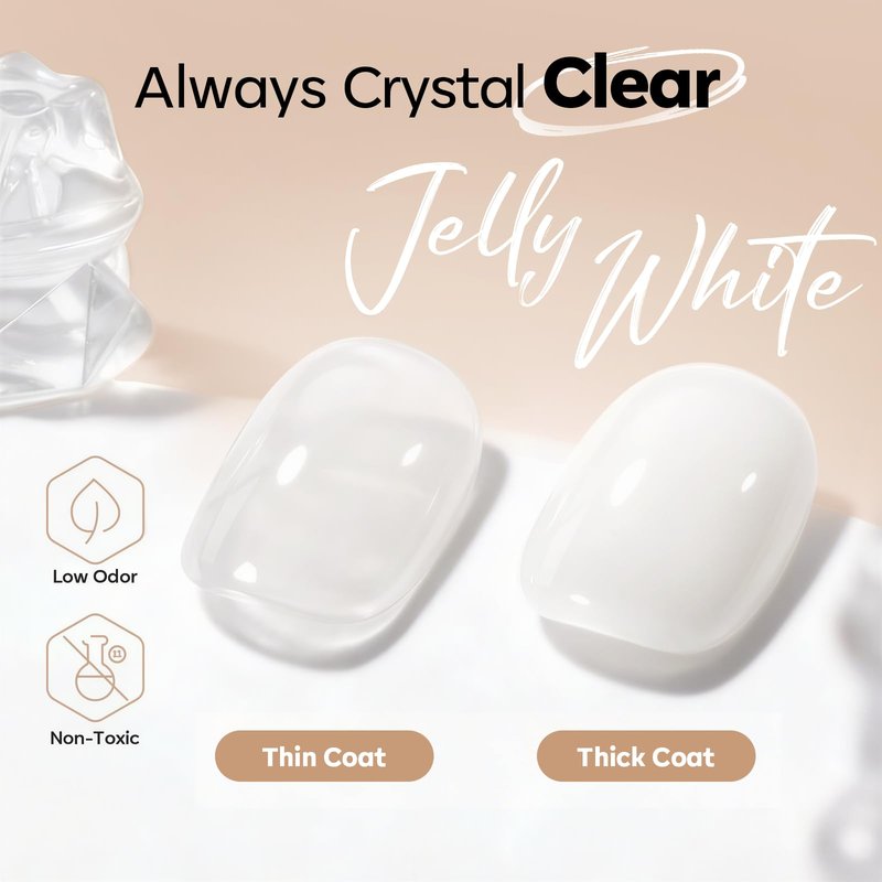 modelones Builder Nail Gel No-Wipe, 9-in-One Milky White Builder for Nails, C-Curve Sculpting, Glossy Jelly Finish, No Top Coat Needed LED Lamp Cured Color Rubber Base Gel Polish for Quick DIY Salon