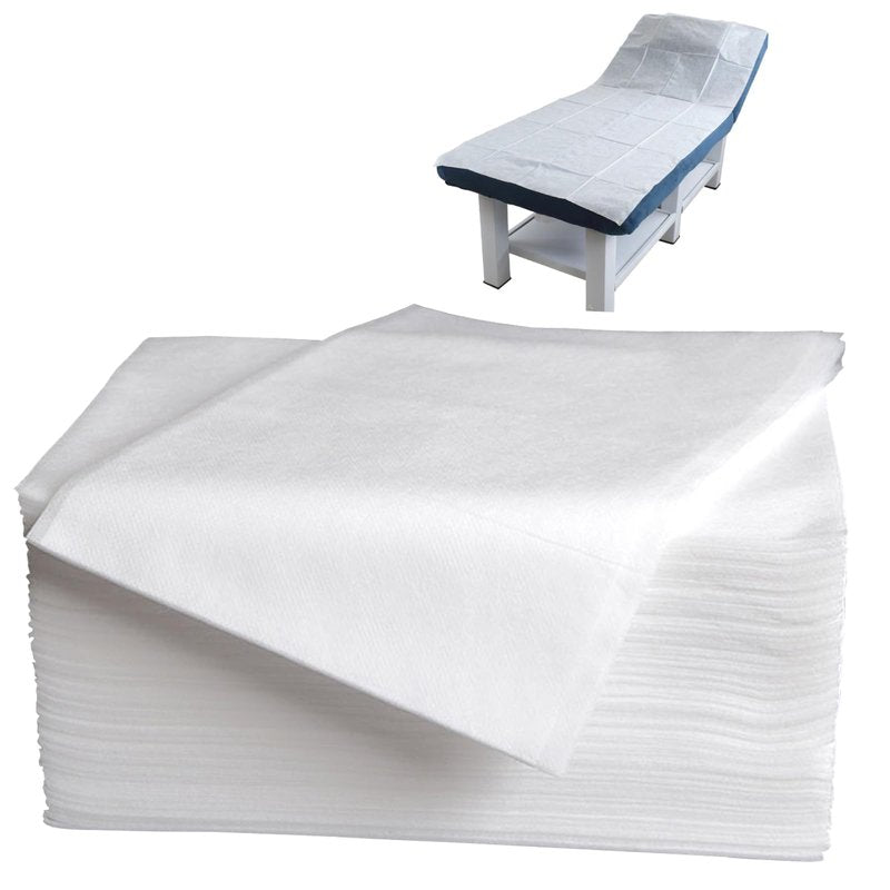 Biubumtu 100 Pcs 31.5" x 71" Disposable Bed Sheets Waterproof Massage Table Sheets Non Woven Fabric SPA Bed Cover (White)