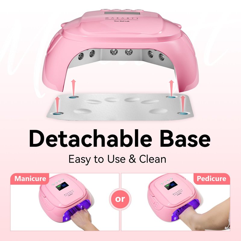 Makartt UV Nail Lamp – 30W Fast Curing UV Light with Handle Rechargeable Cordless Nail Dryer for Gel Nail Polish with 45 Beads Dual Lights 4 Timers LCD Smart Sensor for Nail Art Design(Pink)