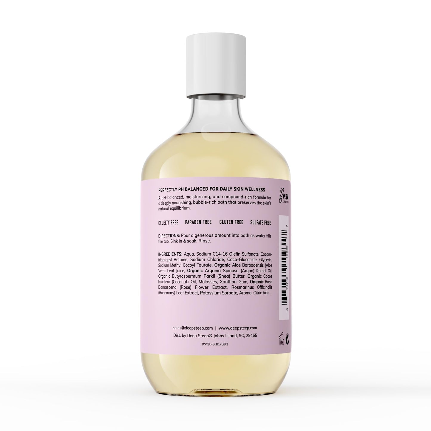 Deep Steep Lilac Blossom Bubble Bath for Women, Hypoallergenic, Clinically Tested, Clean Formula for Sensitive Skin, Sulfate-Free, 17 fl oz Bottle, Essential Bath Accessories